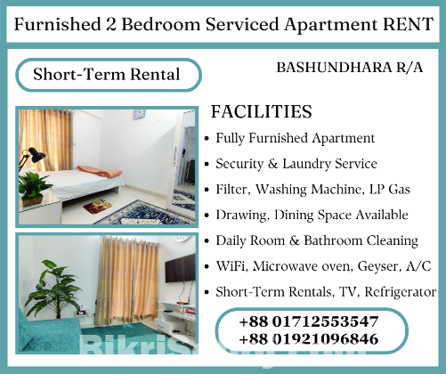 2 Bedroom Fully Furnished Apartment RENT in Bashundhara R/A